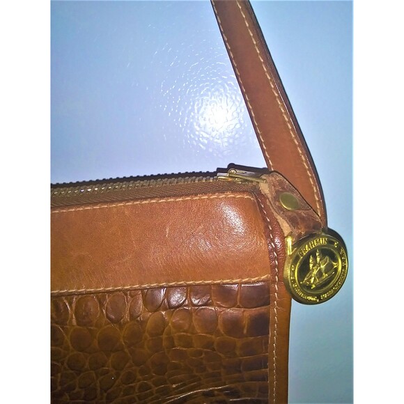 Brahmin Crossbody Gorpcore Bag 70s 80s FairyGrunge Croc Embossed Brown Leather - Picture 2 of 9